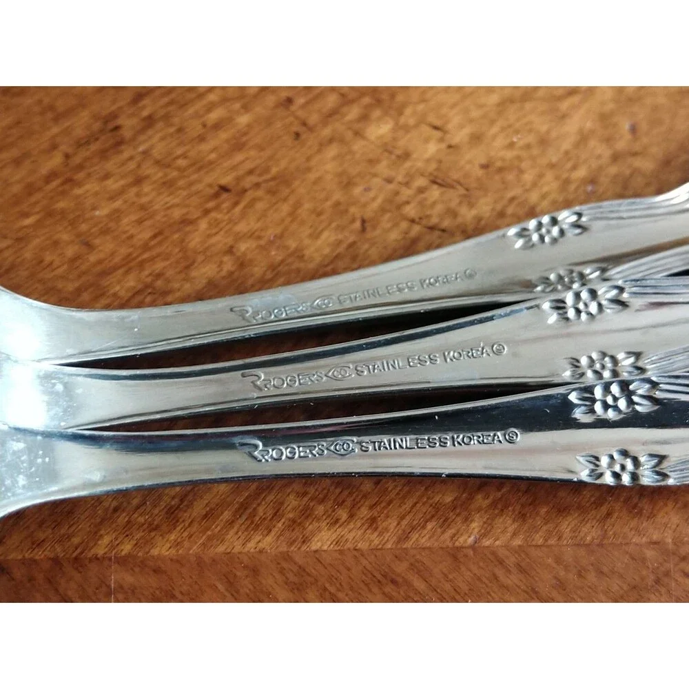 Lot 3x Dinner Spoon Tablespoon Korea Rogers Stainless Flatware Dream Rose 6.9